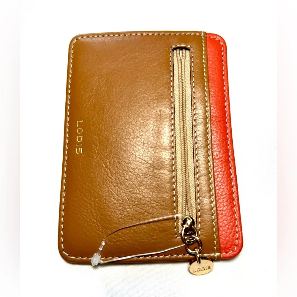 Leather genuine Wallet Card holder multicolor